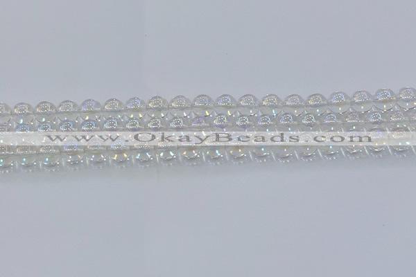 CNC571 15.5 inches 8mm round plated natural white crystal beads