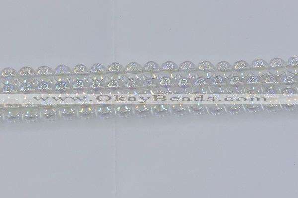 CNC572 15.5 inches 10mm round plated natural white crystal beads