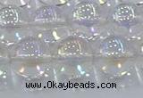 CNC574 15.5 inches 14mm round plated natural white crystal beads