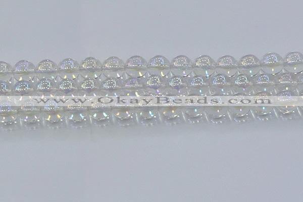 CNC574 15.5 inches 14mm round plated natural white crystal beads