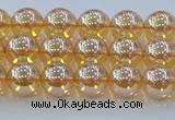 CNC576 15.5 inches 6mm round plated natural white crystal beads