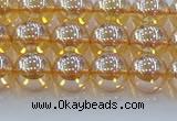 CNC577 15.5 inches 8mm round plated natural white crystal beads