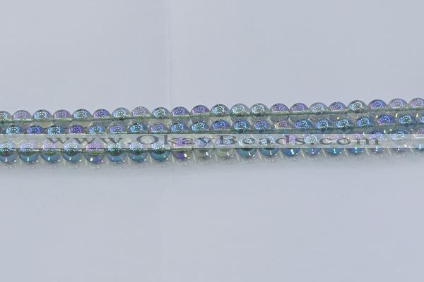 CNC582 15.5 inches 6mm round plated natural white crystal beads