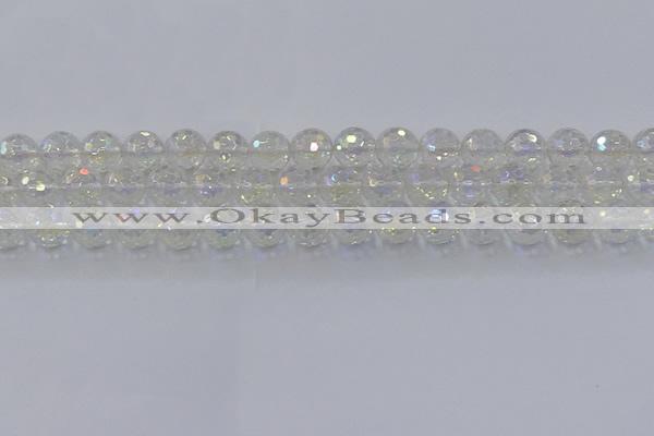 CNC603 15.5 inches 10mm faceted round plated natural white crystal beads