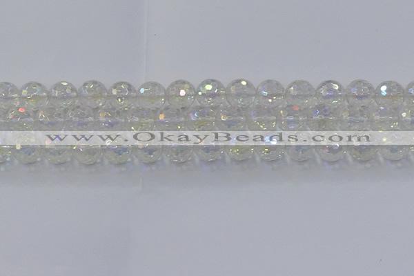 CNC604 15.5 inches 12mm faceted round plated natural white crystal beads