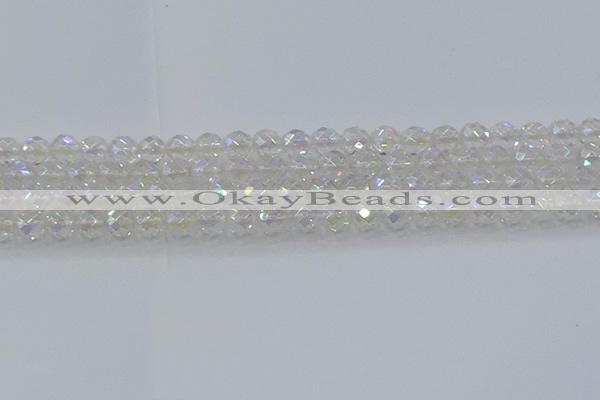 CNC609 15.5 inches 8mm faceted round plated natural white crystal beads