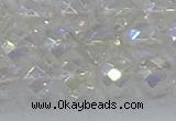 CNC611 15.5 inches 12mm faceted round plated natural white crystal beads