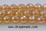 CNC614 15.5 inches 6mm faceted round plated natural white crystal beads