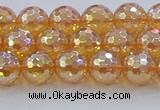 CNC615 15.5 inches 8mm faceted round plated natural white crystal beads