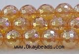 CNC616 15.5 inches 10mm faceted round plated natural white crystal beads