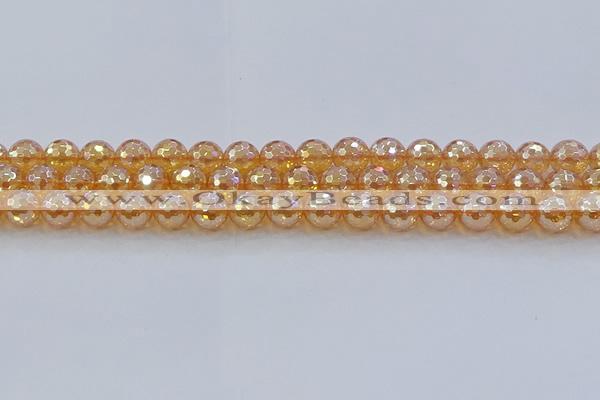 CNC616 15.5 inches 10mm faceted round plated natural white crystal beads