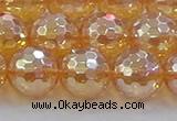 CNC618 15.5 inches 14mm faceted round plated natural white crystal beads