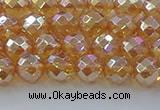 CNC620 15.5 inches 6mm faceted round plated natural white crystal beads