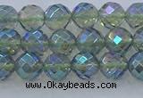 CNC626 15.5 inches 4mm faceted round plated natural white crystal beads