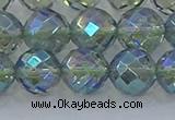 CNC630 15.5 inches 12mm faceted round plated natural white crystal beads