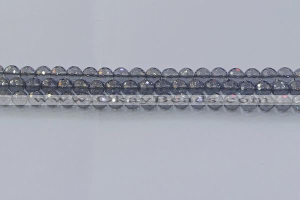 CNC639 15.5 inches 6mm faceted round plated natural white crystal beads