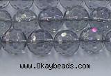 CNC640 15.5 inches 8mm faceted round plated natural white crystal beads