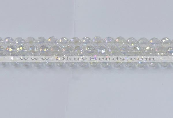 CNC647 15.5 inches 10mm faceted round plated natural white crystal beads