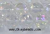 CNC649 15.5 inches 14mm faceted round plated natural white crystal beads