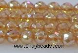 CNC651 15.5 inches 6mm faceted round plated natural white crystal beads