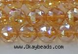 CNC653 15.5 inches 10mm faceted round plated natural white crystal beads