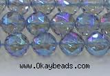 CNC658 15.5 inches 8mm faceted round plated natural white crystal beads