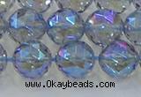 CNC660 15.5 inches 12mm faceted round plated natural white crystal beads