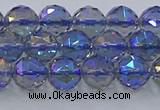 CNC664 15.5 inches 8mm faceted round plated natural white crystal beads