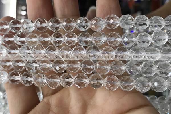 CNC704 15.5 inches 10mm faceted round white crystal beads