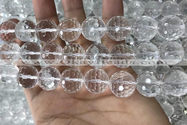 CNC719 15.5 inches 20mm faceted round white crystal beads