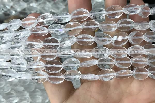 CNC762 15.5 inches 8*12mm faceted oval white crystal beads