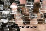 CNC827 15.5 inches 13*18mm rectangle white crystal & smoky quartz beads