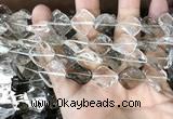 CNC834 14*14mm twisted diamond white crystal & smoky quartz beads