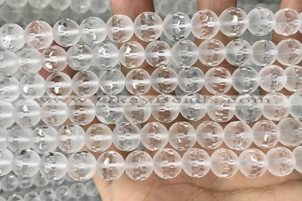 CNC852 15.5 inches 10mm faceted round white crystal beads