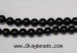 CNE01 15.5 inches 4mm round black stone needle beads wholesale