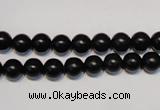 CNE02 15.5 inches 6mm round black stone needle beads wholesale