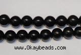 CNE03 15.5 inches 8mm round black stone needle beads wholesale