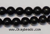 CNE05 15.5 inches 12mm round black stone needle beads wholesale