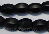 CNE16 15.5 inches 12*16mm drum black stone needle beads wholesale