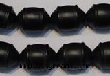 CNE17 15.5 inches 12*16mm barrel black stone needle beads wholesale