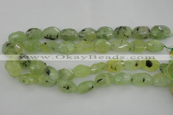 CNG1059 12*16mm - 15*20mm faceted nuggets green rutilated quartz beads