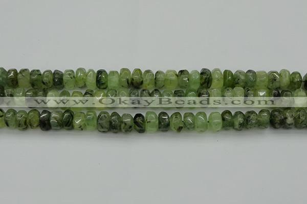 CNG1179 15.5 inches 6*14mm - 8*14mm nuggets green rutilated quartz beads