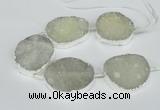 CNG1490 8 inches 30*35mm - 35*45mm freeform agate beads with brass setting