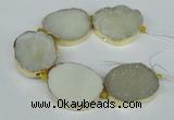 CNG1497 8 inches 30*35mm - 35*45mm freeform agate beads with brass setting