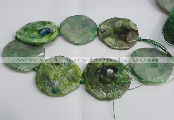 CNG1552 15.5 inches 50*52mm faceted freeform agate beads