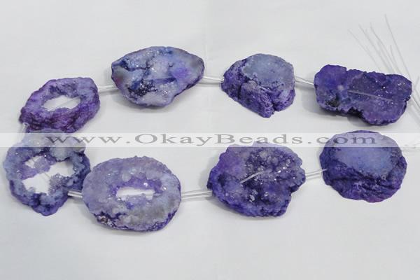 CNG1562 30*35mm - 35*40mm freeform plated druzy agate beads