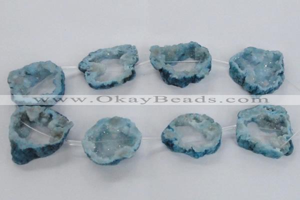 CNG1589 15.5 inches 30*35mm - 35*40mm freeform plated druzy agate beads