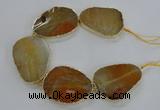 CNG1620 8 inches 35*50mm - 45*55mm freeform agate beads with brass setting