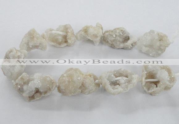 CNG1647 15.5 inches 22*30mm - 25*45mm nuggets plated druzy agate beads