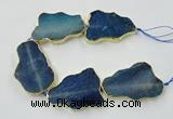 CNG1652 8 inches 35*50mm - 45*65mm freeform agate beads with brass setting